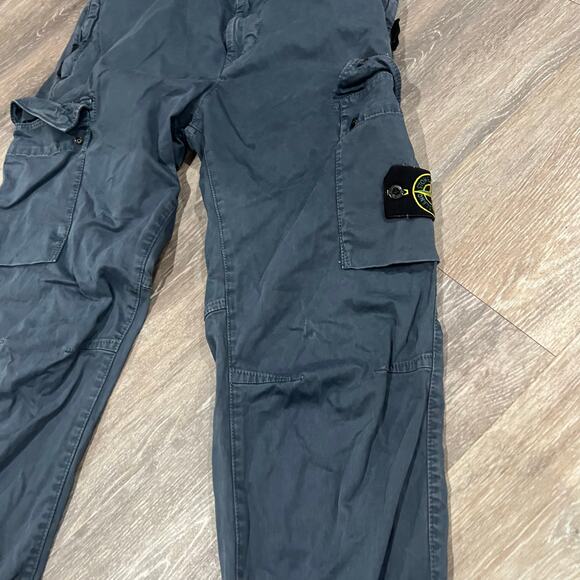 Stone Island STRETCH BROKEN TWILL COTTON 'OLD' EFFECT Blue Cargo Pants - Picture 8 of 13